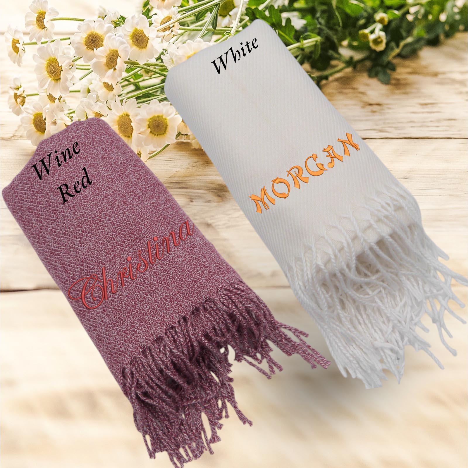 Personalised Embroidered Scarf Wrap Pashmina, Gifts For Her, Teacher Gifts Comes with a gift bag