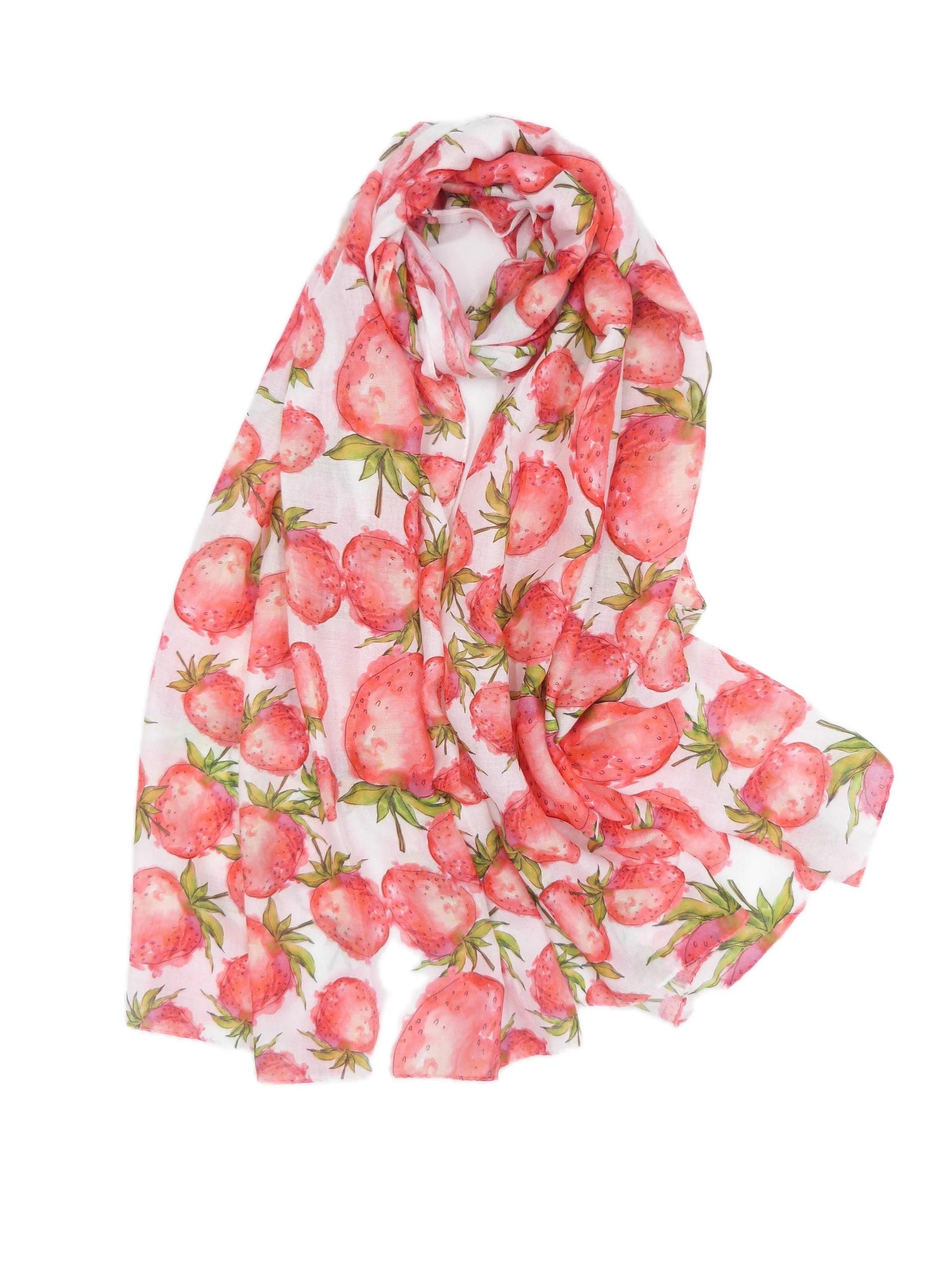 Lightweight Strawberry Print Scarf Comes with a gift bag