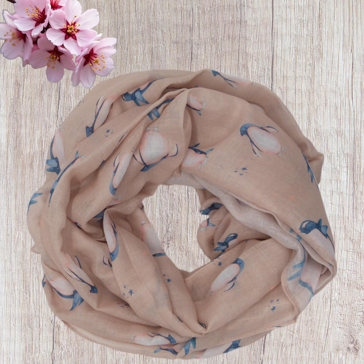 Watercolour Penguin Bird Print Snood Infinity Scarf Women Accessories Comes with a gift bag