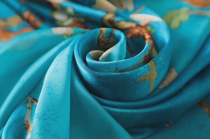 Luxury 100% Silk Feel Scarf, Van Gogh Almond Blossom Silk Scarf Lightweight Silk Scarf Comes with a gift bag