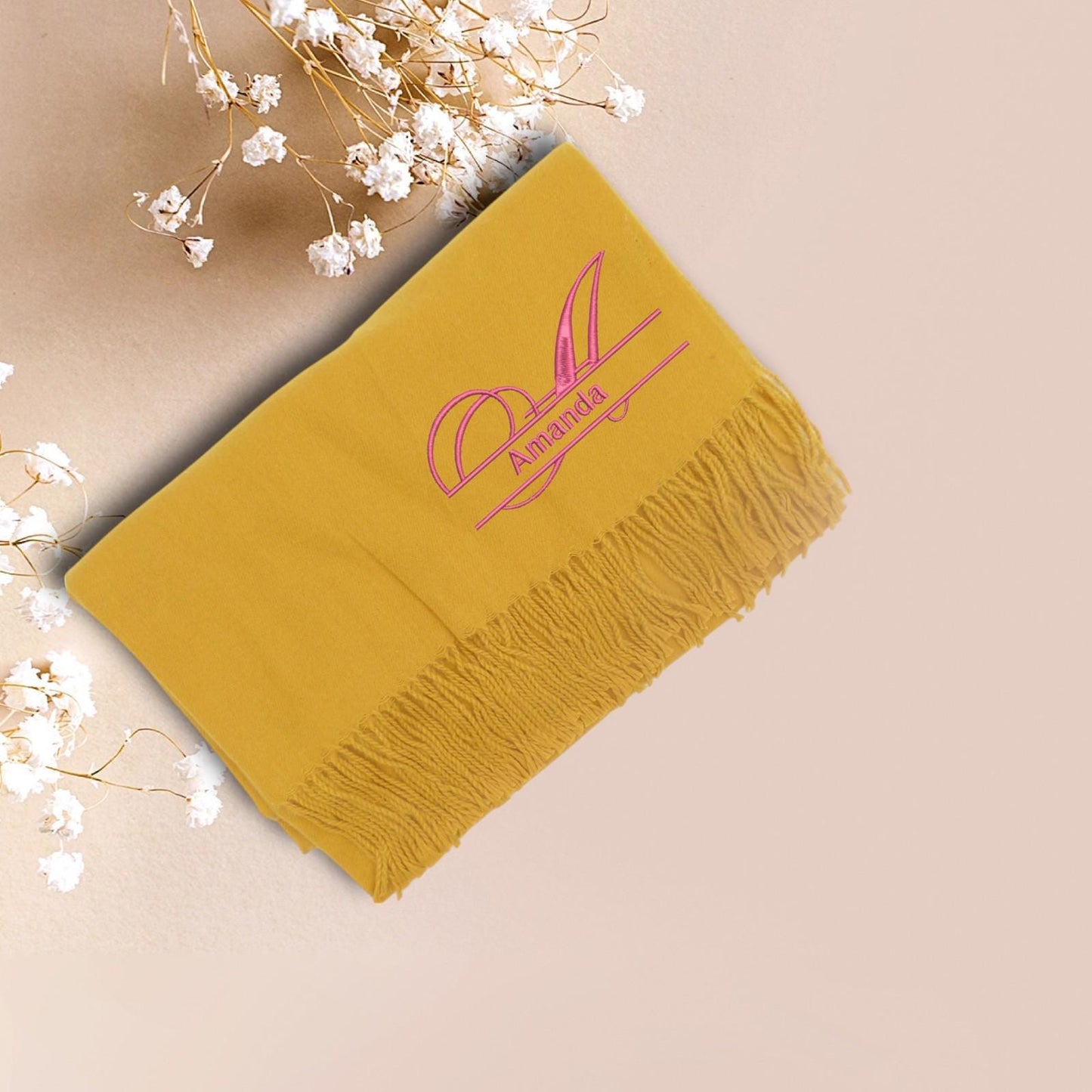 Personalised Embroidered Scarf Wrap Pashmina, Gifts For Her, Teacher Gifts Comes with a gift bag