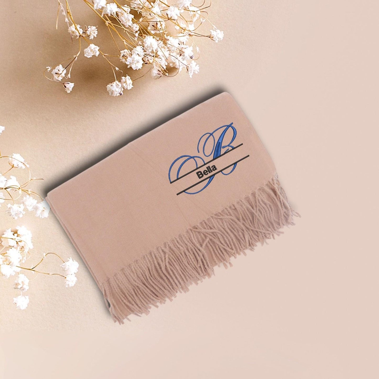 Personalised Embroidered Scarf Wrap Pashmina, Gifts For Her, Teacher Gifts Comes with a gift bag