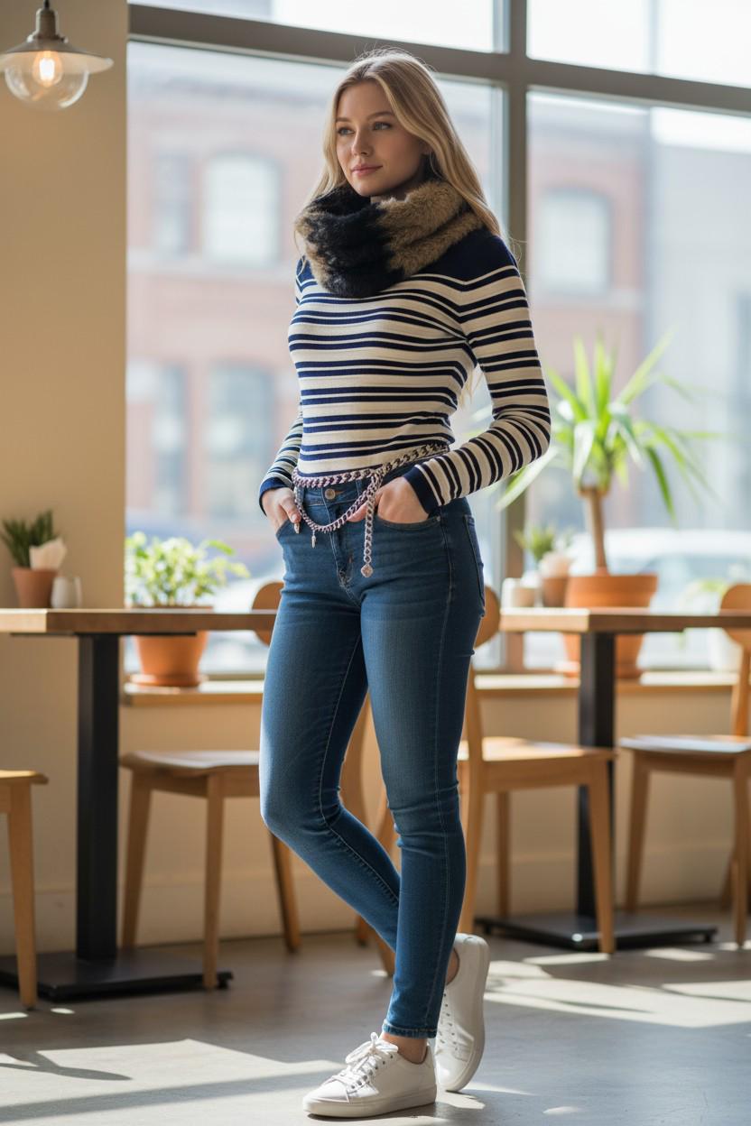 Knitted Zigzag Snood Infinity Scarf For Winter Comes with a gift bag presentation