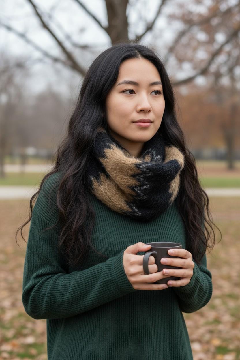 Knitted Zigzag Snood Infinity Scarf For Winter Comes with a gift bag presentation