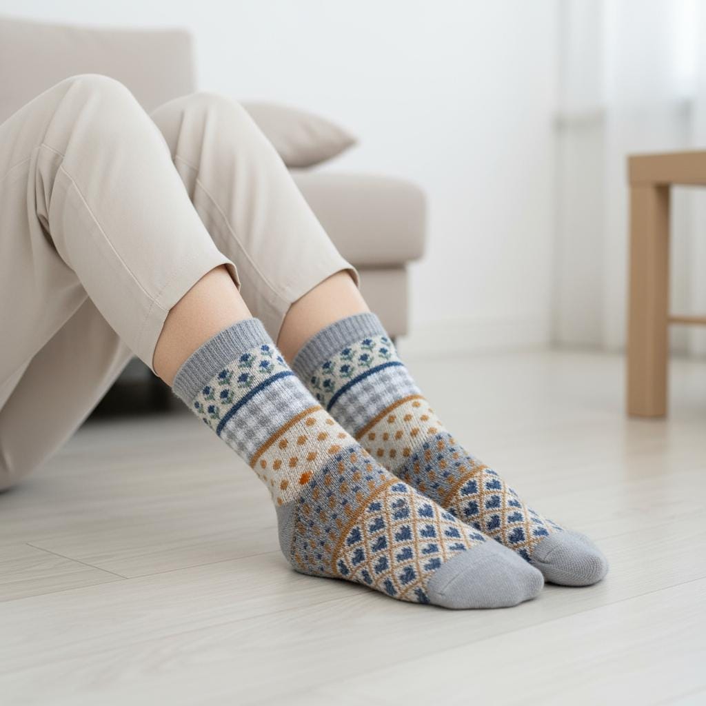 Ladies Seamless Soft Comfort Heart Pattern Crew Socks Premium Quality Gift for Her