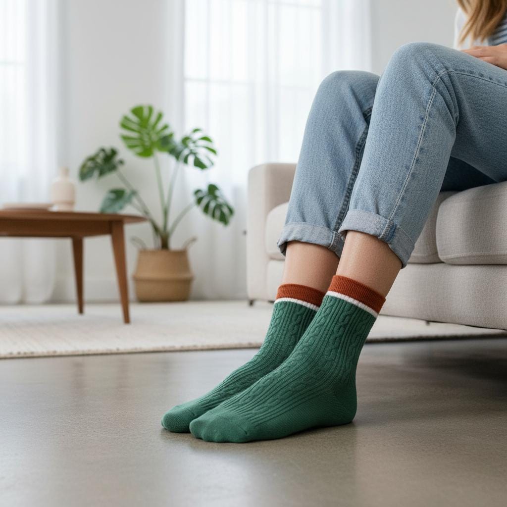 Ladies Seamless Soft Comfort Set of 6 Tree Flower Pattern Crew Socks Premium Quality Gift for Her comes with a gift bag