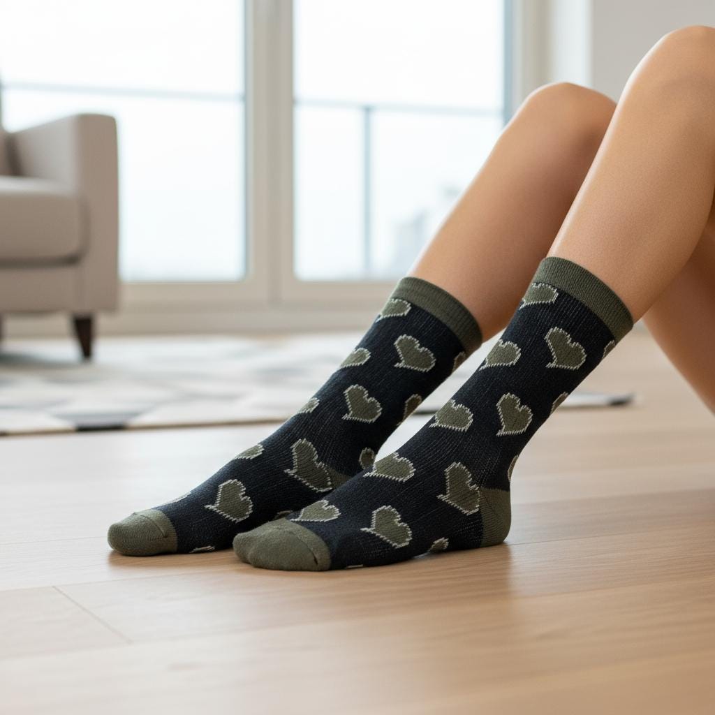 Ladies Seamless Soft Comfort Love Heart Pattern Crew Socks Premium Quality Gift for Her