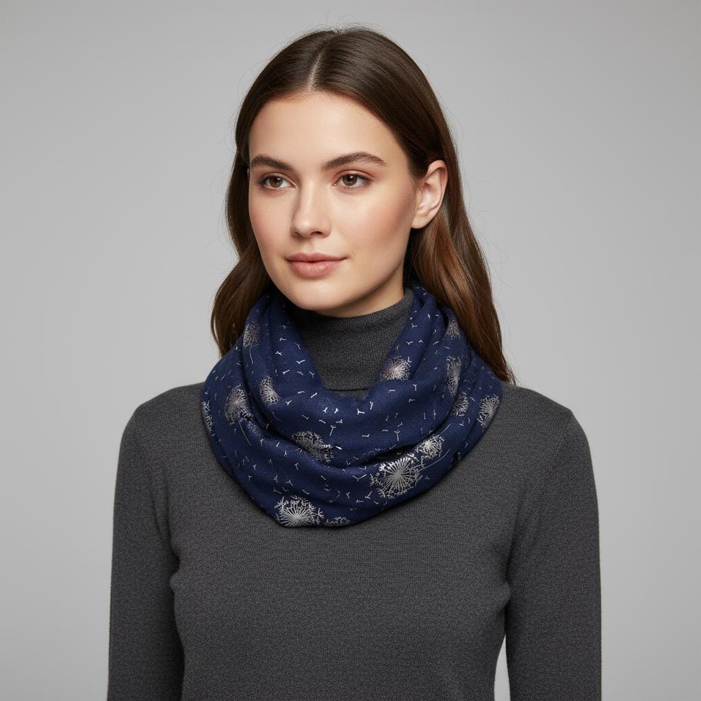 Lightweight Glitter Dandelion Snood Infinity Scarf Comes with a gift bag