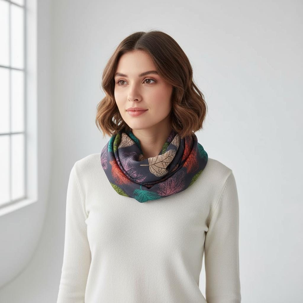 Lightweight Tree Leaf Leaves Print Snood Infinity Scarf Comes with a gift bag