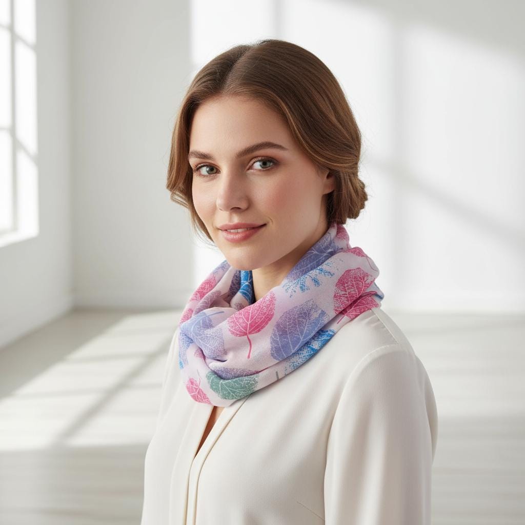 Lightweight Tree Leaf Leaves Print Snood Infinity Scarf Comes with a gift bag