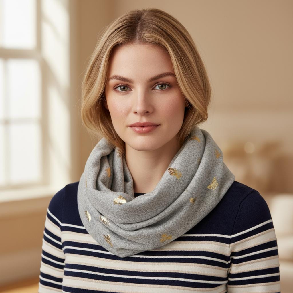 Lightweight Glitter Foil Bee Snood Infinity Scarf Comes with a gift bag