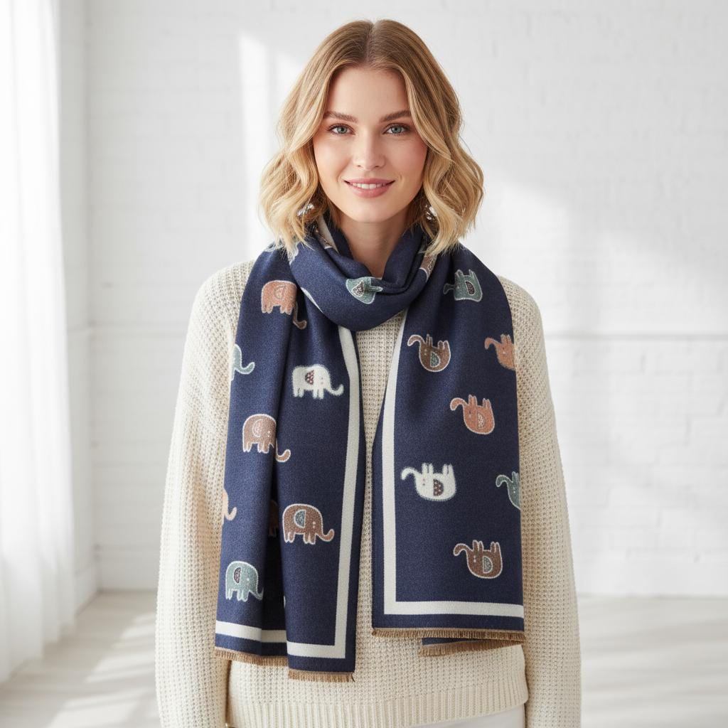 Elephant Scarf Warm Pashmina Wrap Gift for Her Comes with a gift bag