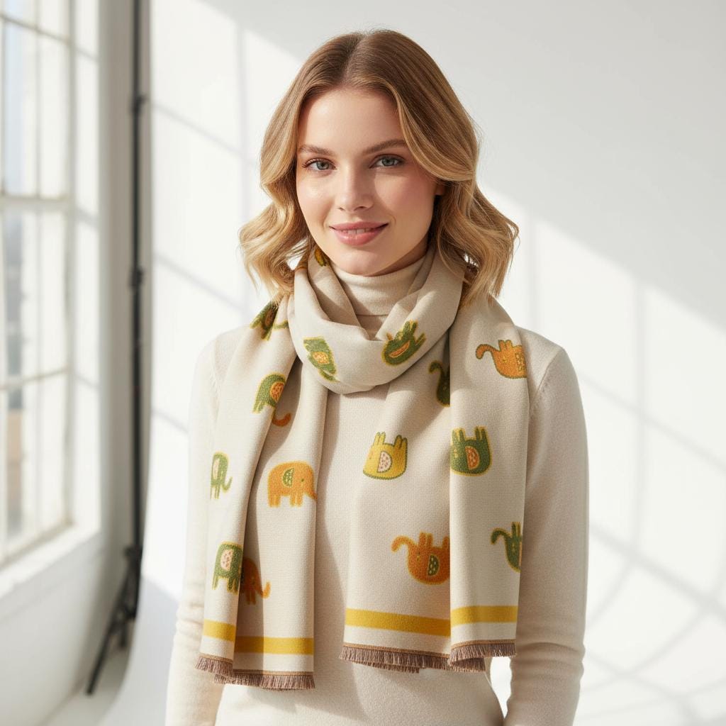 Elephant Scarf Warm Pashmina Wrap Gift for Her Comes with a gift bag