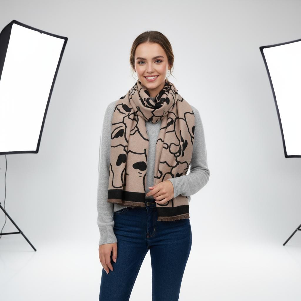 Cat Print Pashmina Scarf Cashmere Feel Shawl Wrap For Cat Lovers Free Gift Wrapping Included Ready to Give