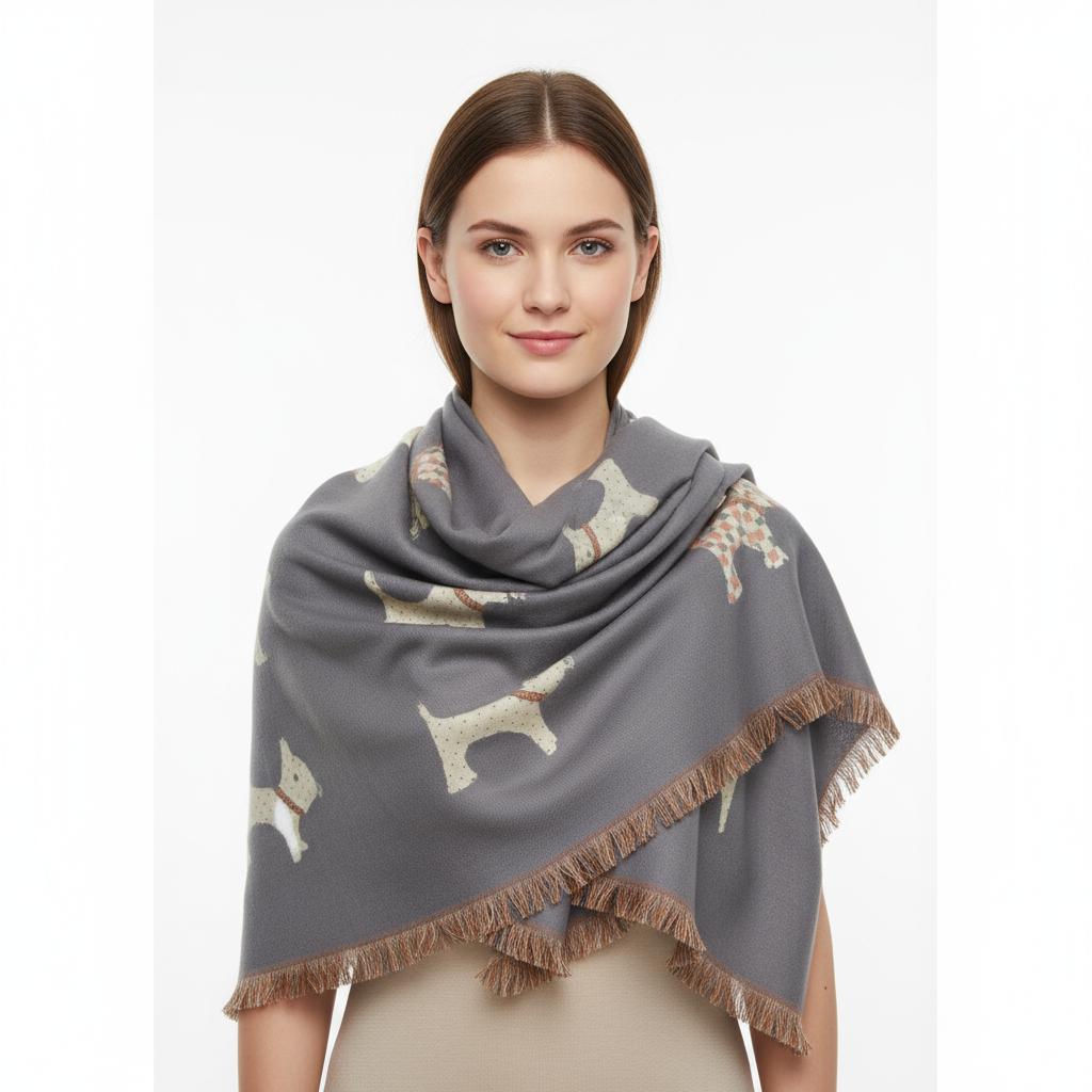 Scottie Dog Print Shawl Wrap Scarf Wrap Pashmina Comes with a gift bag
