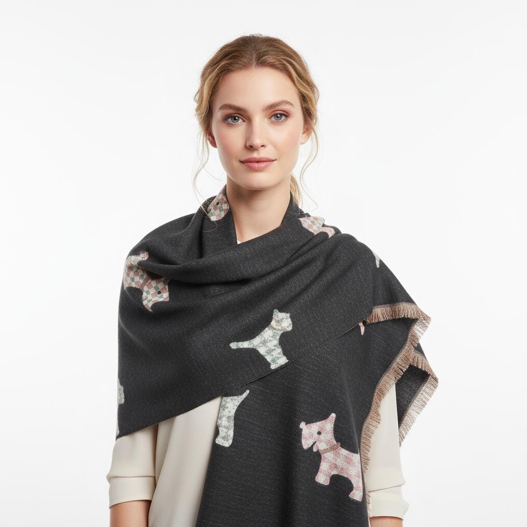 Scottie Dog Print Shawl Wrap Scarf Wrap Pashmina Comes with a gift bag