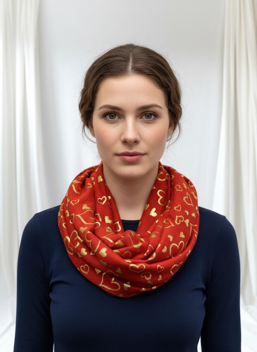 Glitter Heart Snood For Her Gift For Teacher Sister Comes with a gift bag