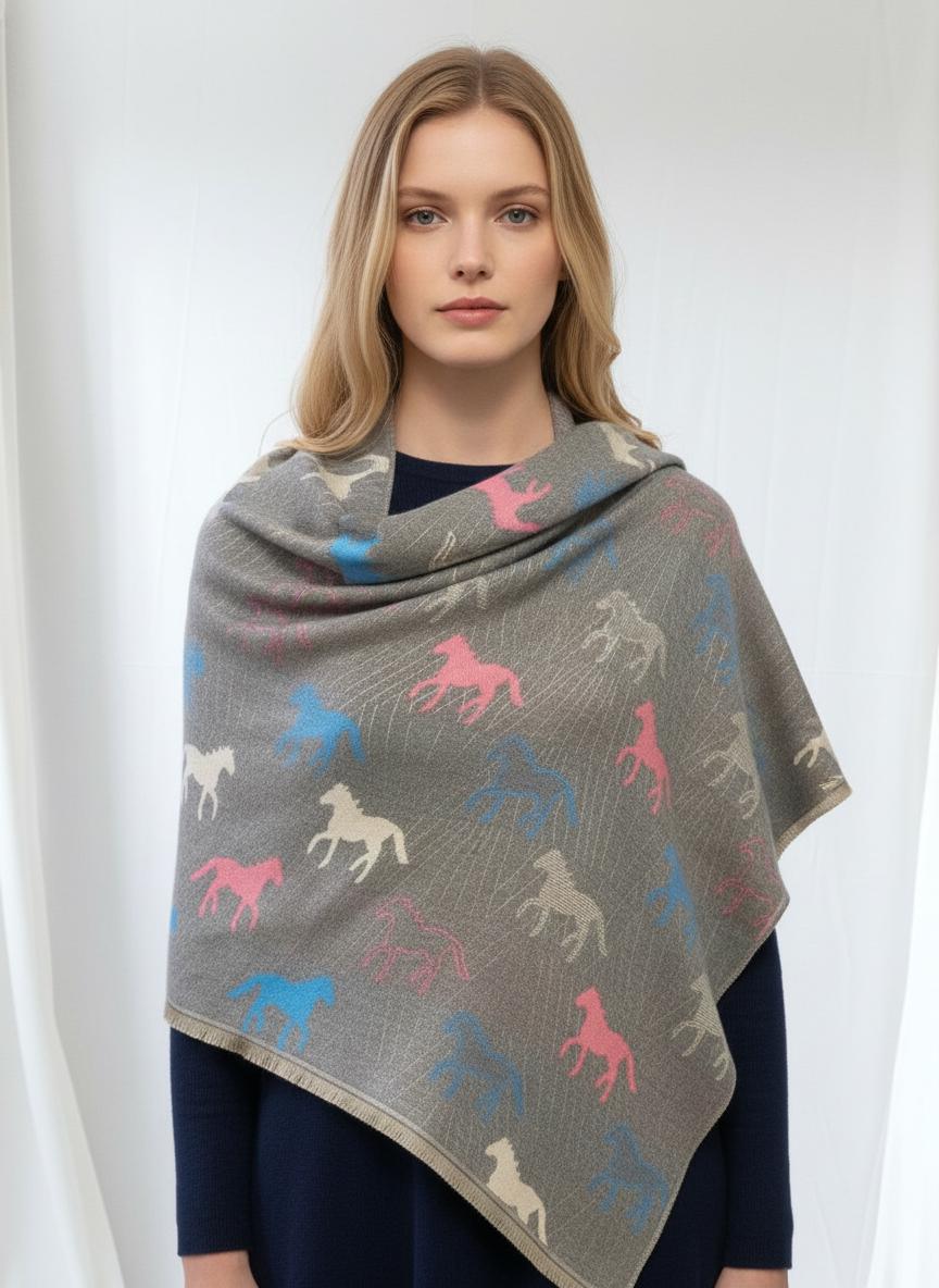 Warm Soft Horses Print Winter Scarf Blanket Wrap Scarves Comes with a gift bag