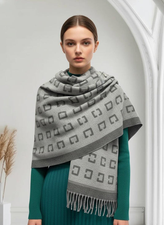 Cashmere Blend Scarf Blanket with Fringes With A Free Tree of Life Brooch Comes with a gift bag
