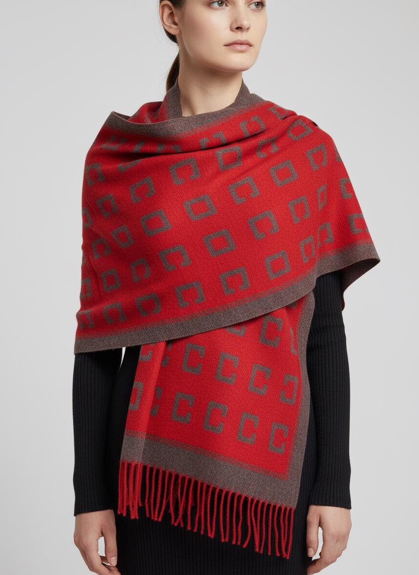 Cashmere Blend Scarf Blanket with Fringes With A Free Tree of Life Brooch Comes with a gift bag