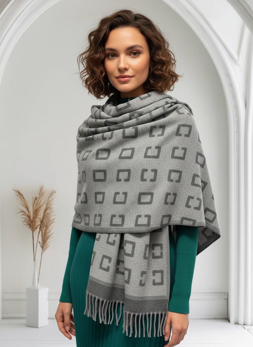 Cashmere Blend Scarf Blanket with Fringes With A Free Tree of Life Brooch Comes with a gift bag