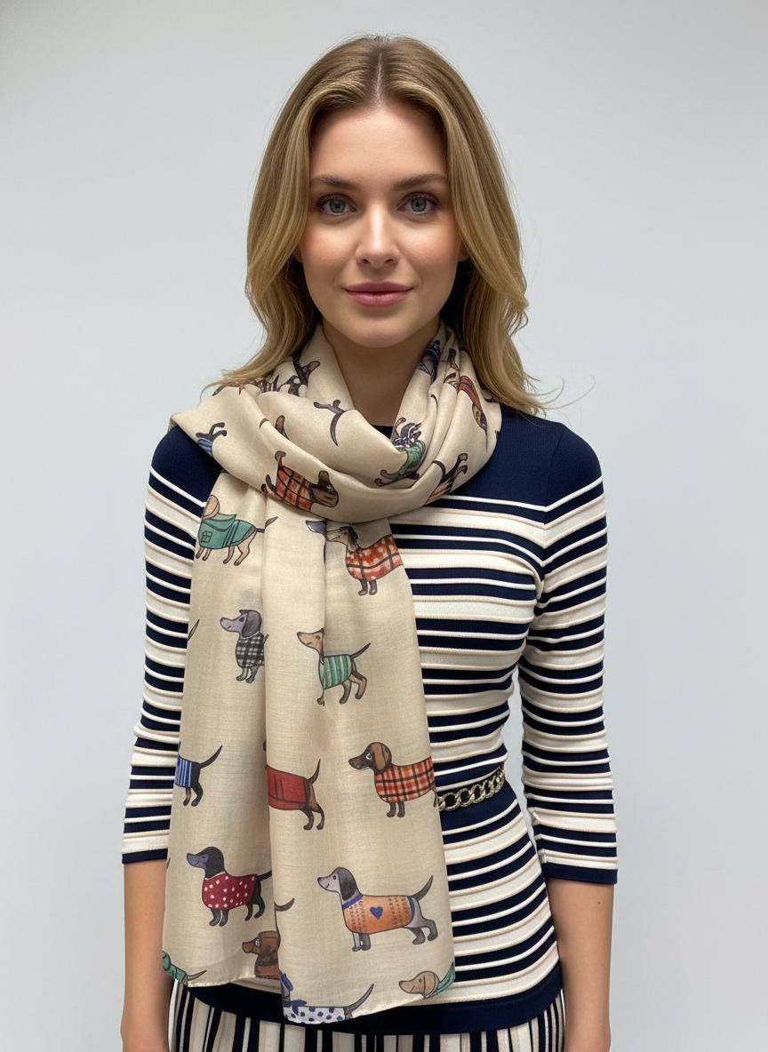 Sausage Dog Dachshund Soft Scarf For Dog Lovers Comes with a gift bag