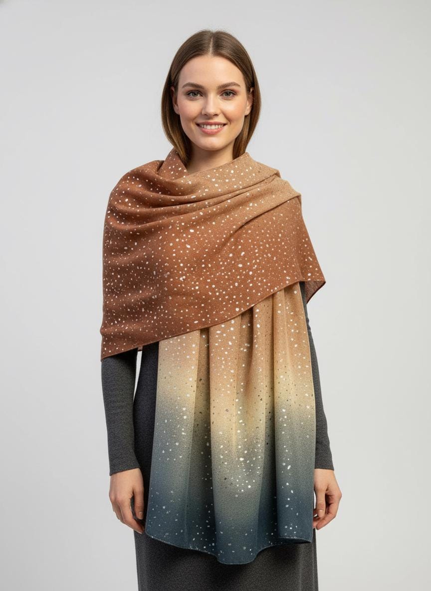 Glitter Dots Gradient Print Ladies Celebrity Style Scarves Scarf Wrap Comes with a gift bag