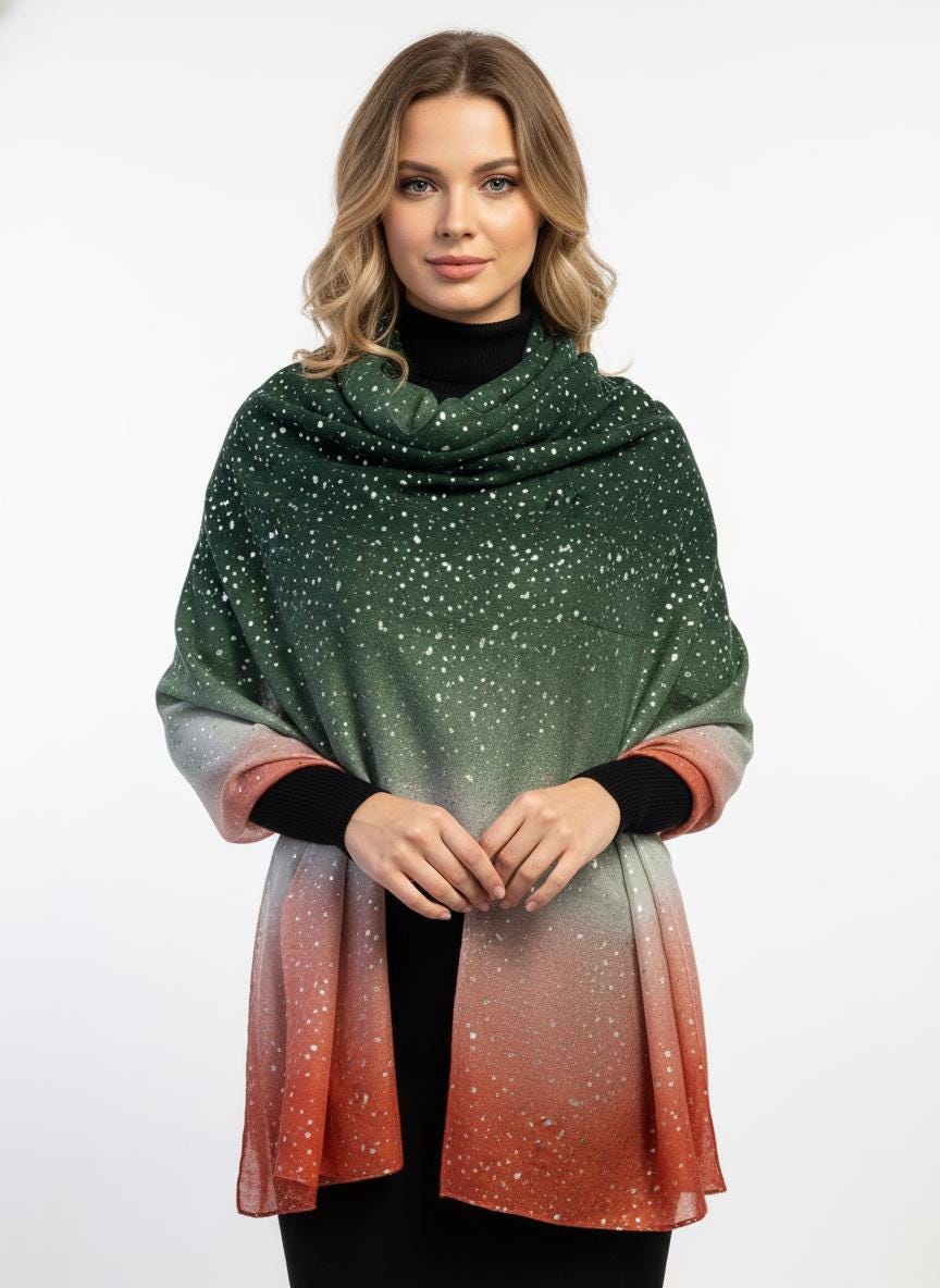 Glitter Dots Gradient Print Ladies Celebrity Style Scarves Scarf Wrap Comes with a gift bag