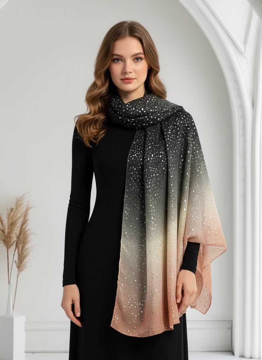 Glitter Dots Gradient Print Ladies Celebrity Style Scarves Scarf Wrap Comes with a gift bag