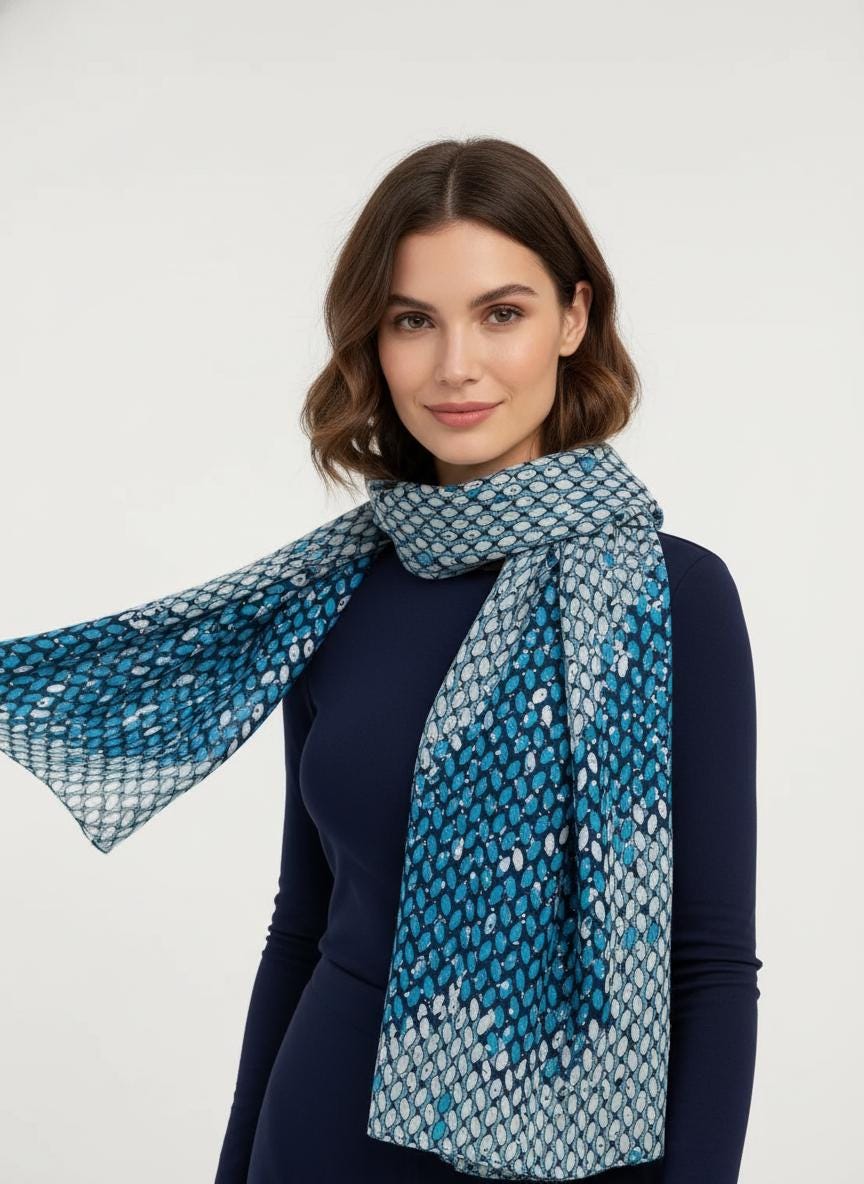 Glitter Raindrop Gradient Print Ladies Celebrity Style Scarves Scarf Wrap Comes with a gift bag