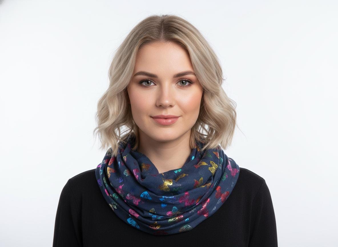 Lightweight Glitter Butterfly Snood Infinity Scarf Comes with a gift bag