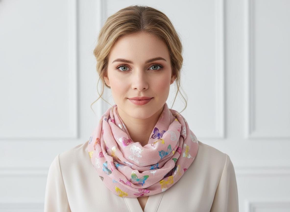 Lightweight Glitter Butterfly Snood Infinity Scarf Comes with a gift bag