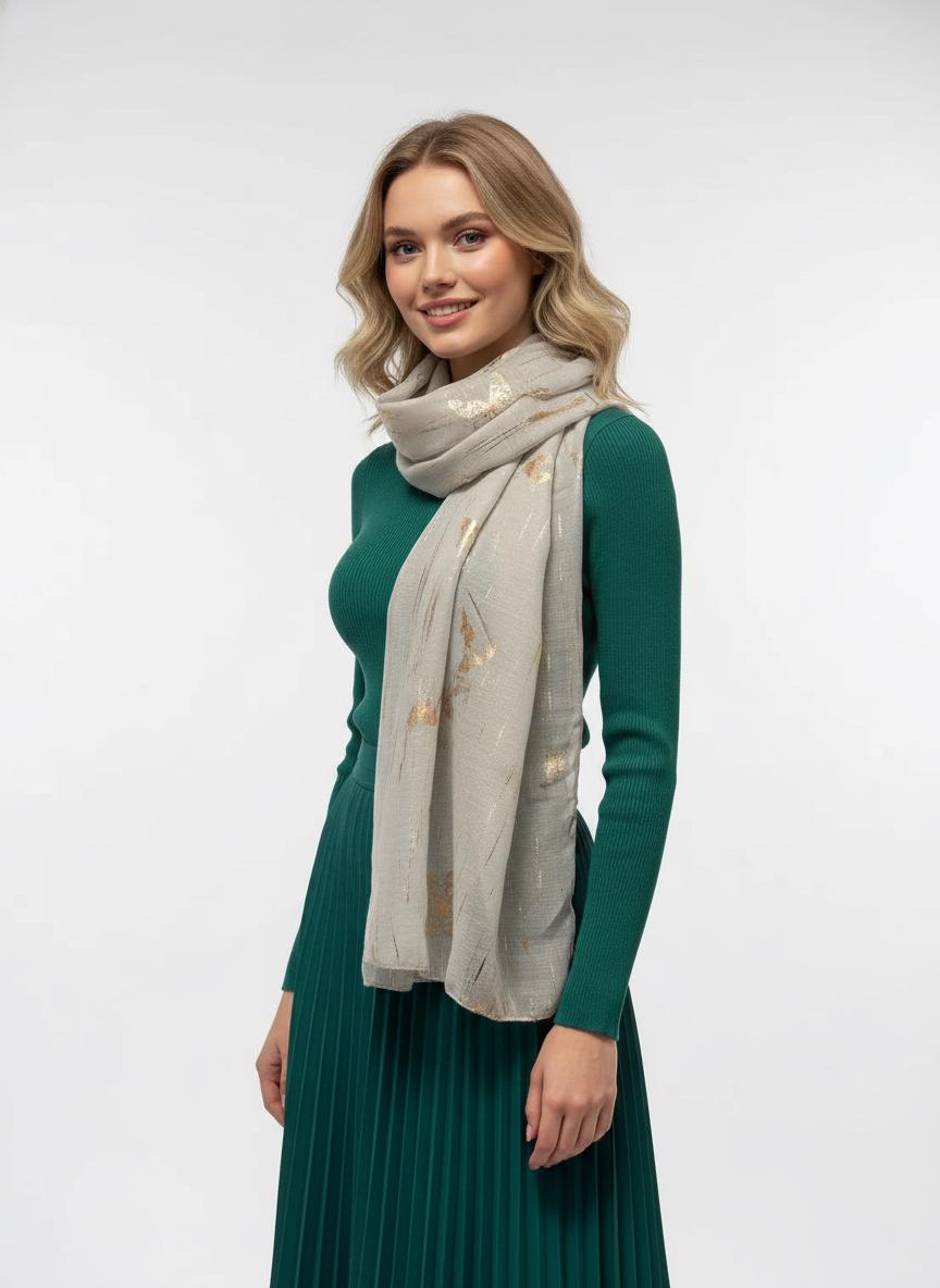 Rosegold Glitter Butterfly Print Ladies Celebrity Style Scarves Scarf Wrap Comes with a gift bag
