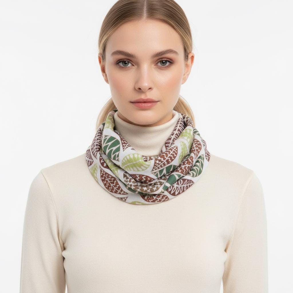 Lightweight Tree Leaf Leaves Print Snood Infinity Scarf Comes with a gift bag