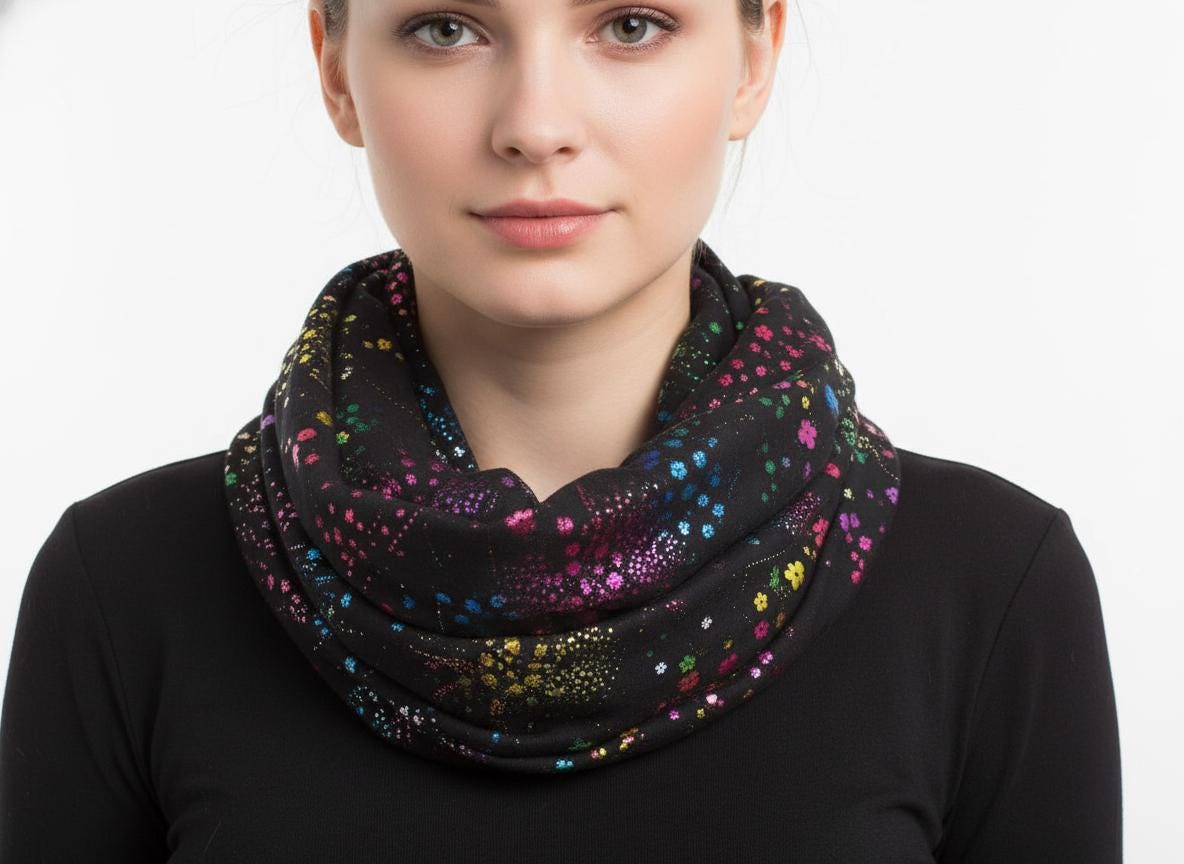 Lightweight Glitter Daisy Flower Snood Infinity Scarf Comes with a gift bag