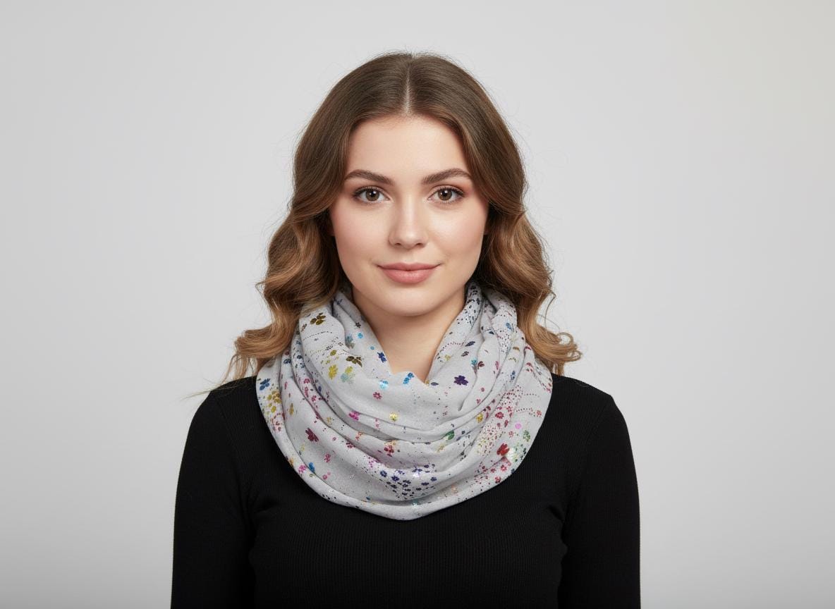 Lightweight Glitter Daisy Flower Snood Infinity Scarf Comes with a gift bag