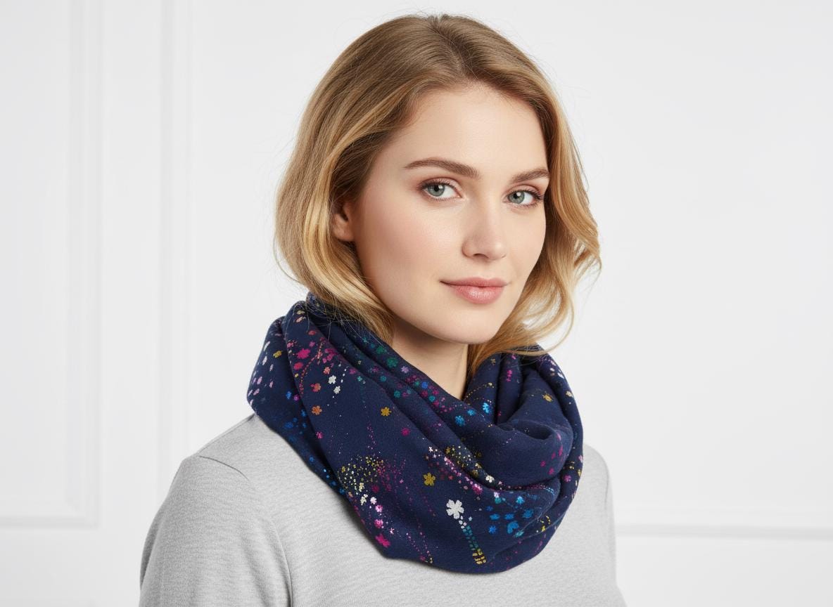 Lightweight Glitter Daisy Flower Snood Infinity Scarf Comes with a gift bag