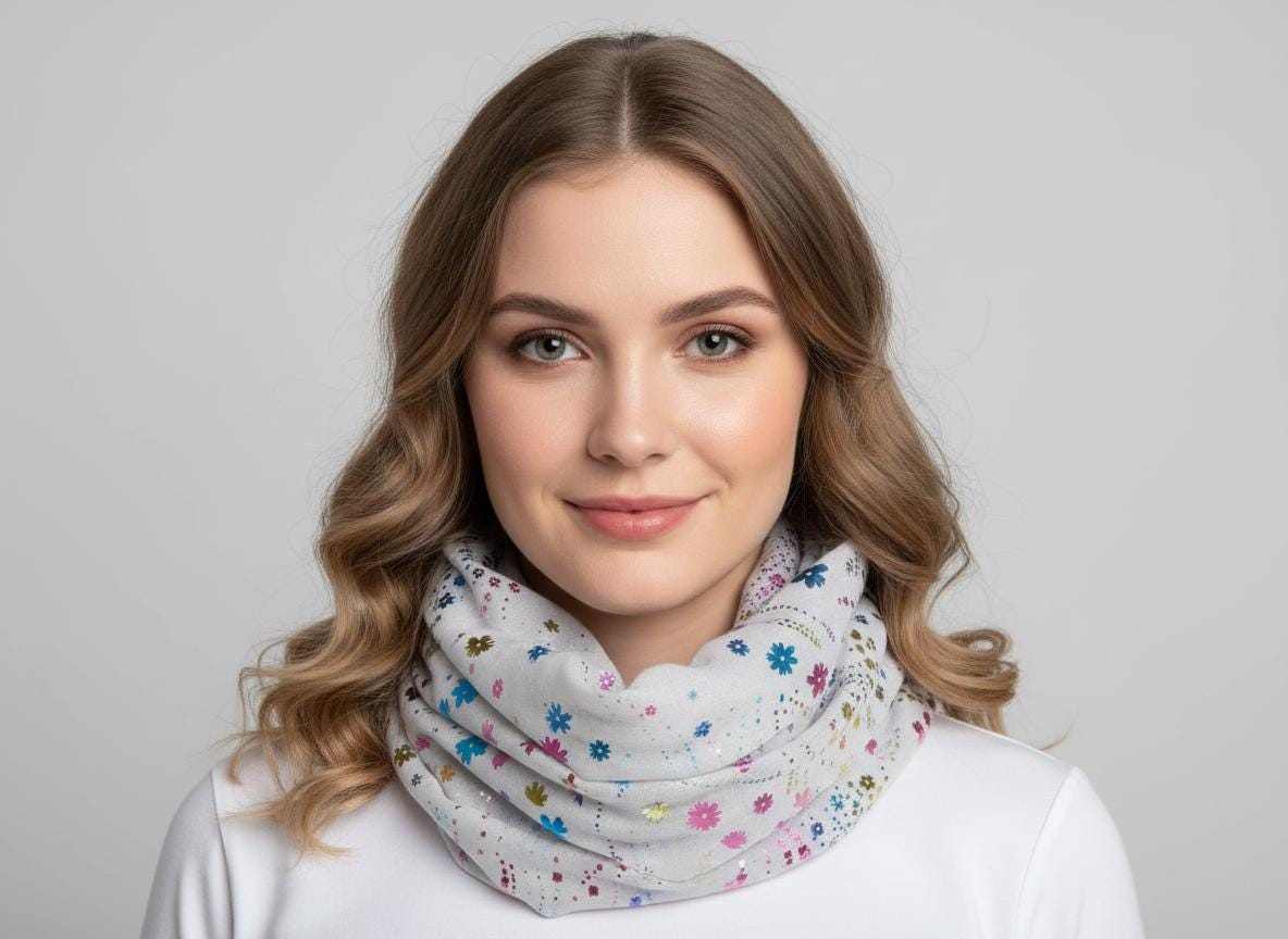 Lightweight Glitter Daisy Flower Snood Infinity Scarf Comes with a gift bag