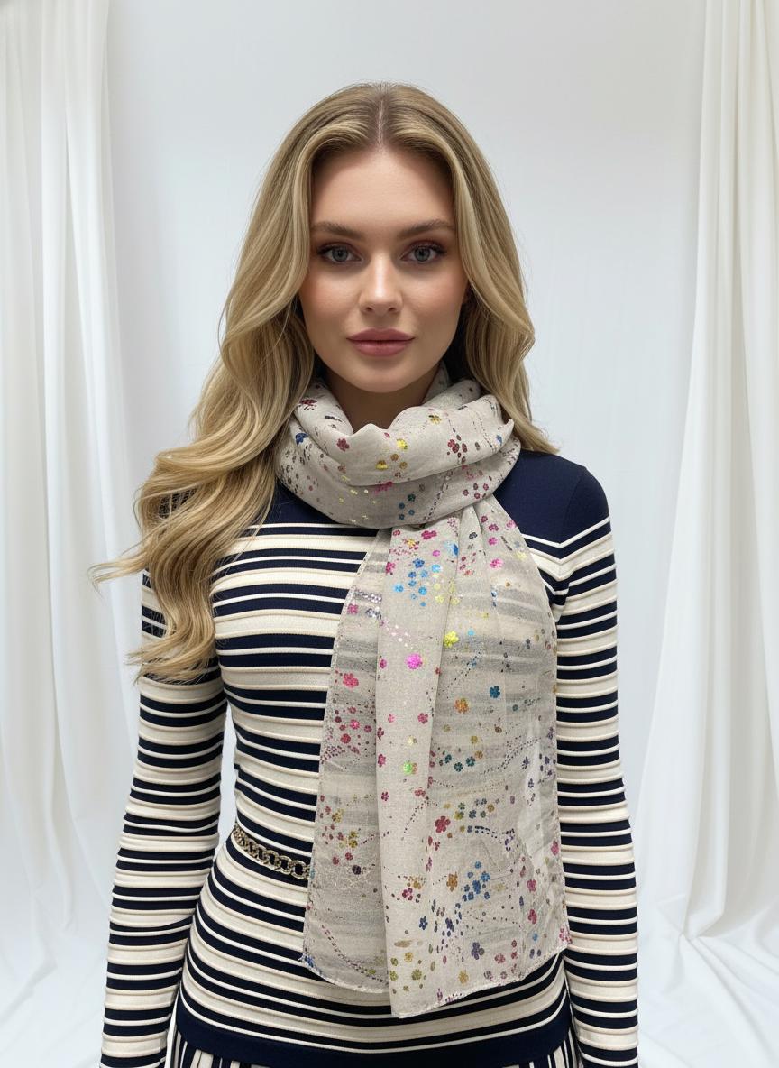 Glitter Daisy Flowers Print Scarf Comes with a gift bag