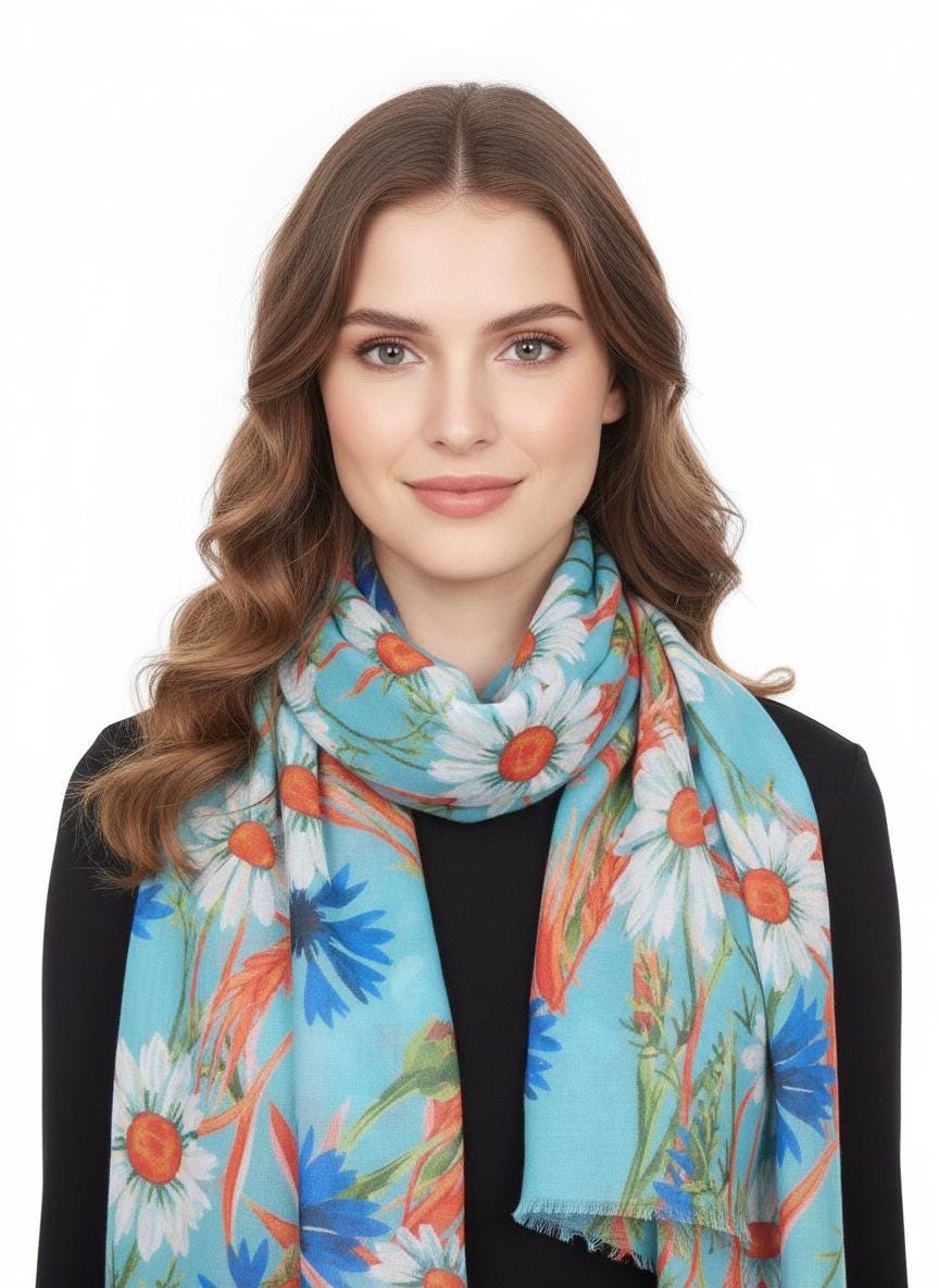 Watercolour Floral Print High Quality Soft Scarf Comes with a gift bag