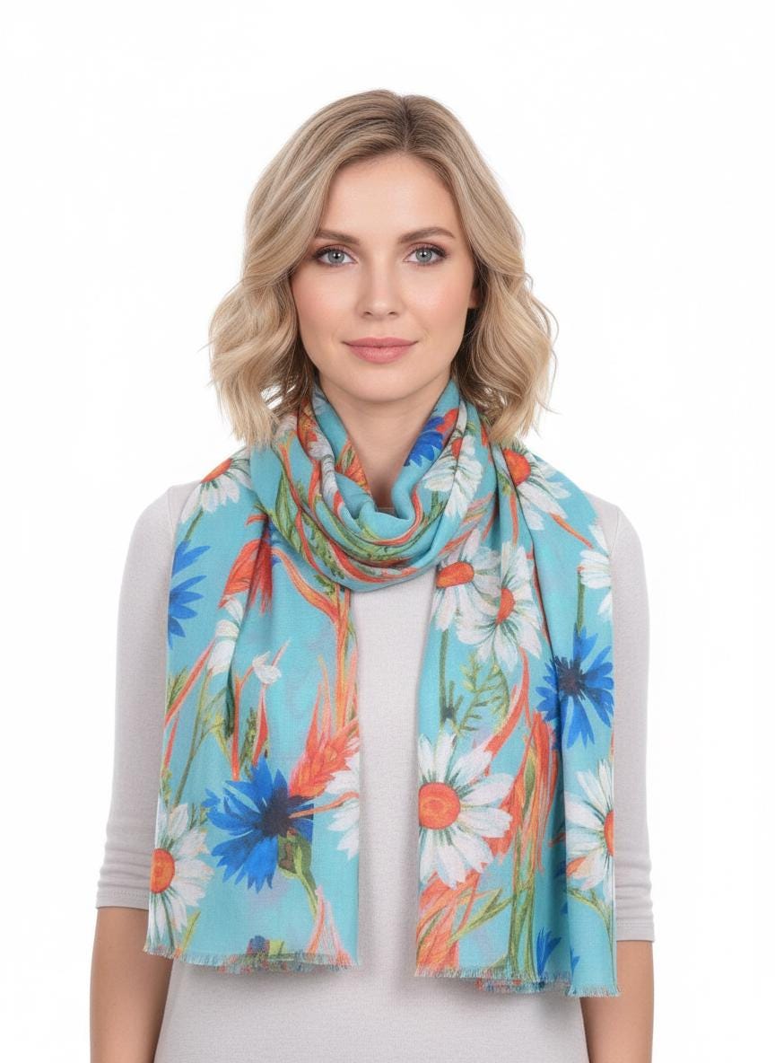 Watercolour Floral Print High Quality Soft Scarf Comes with a gift bag