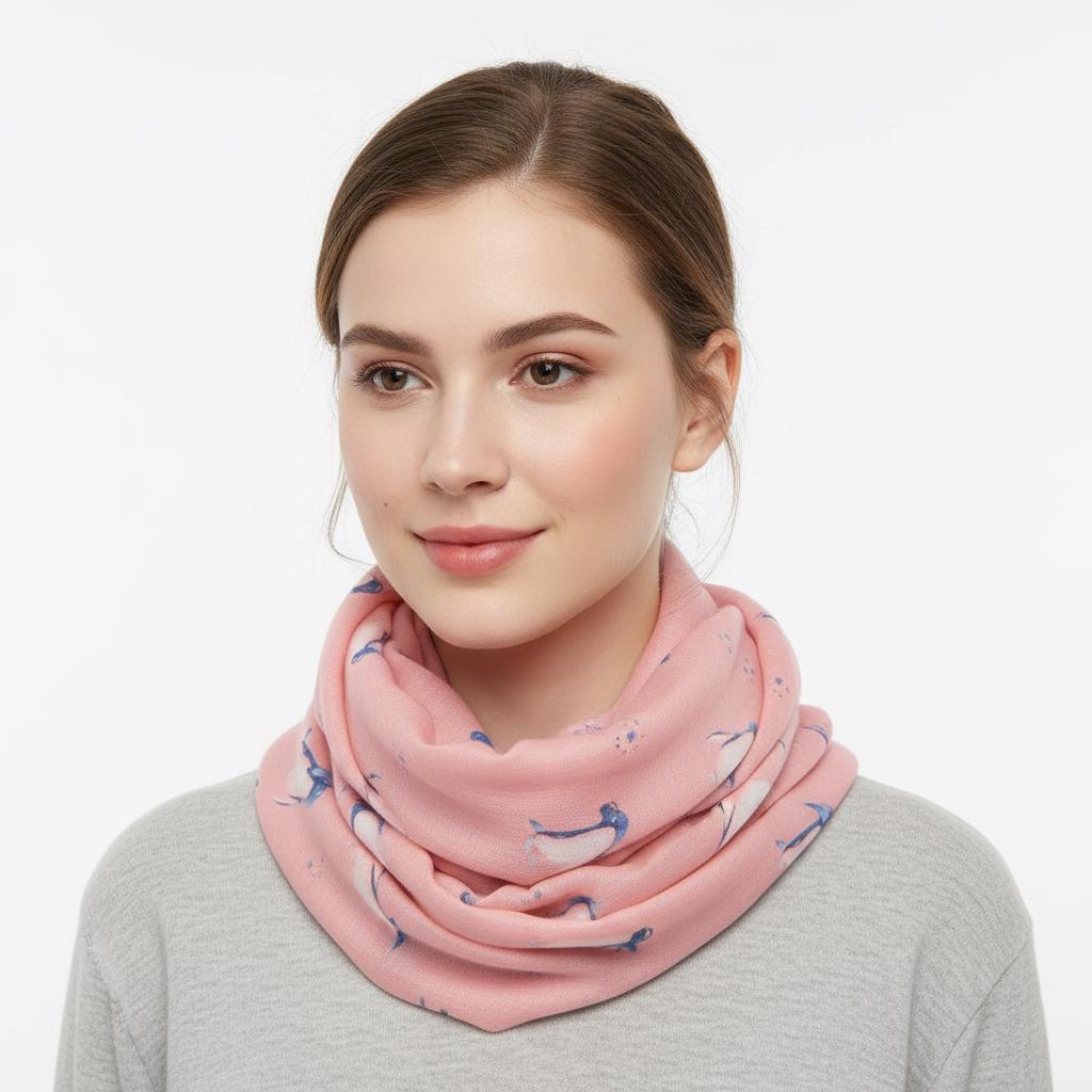 Watercolour Penguin Bird Print Snood Infinity Scarf Women Accessories Comes with a gift bag
