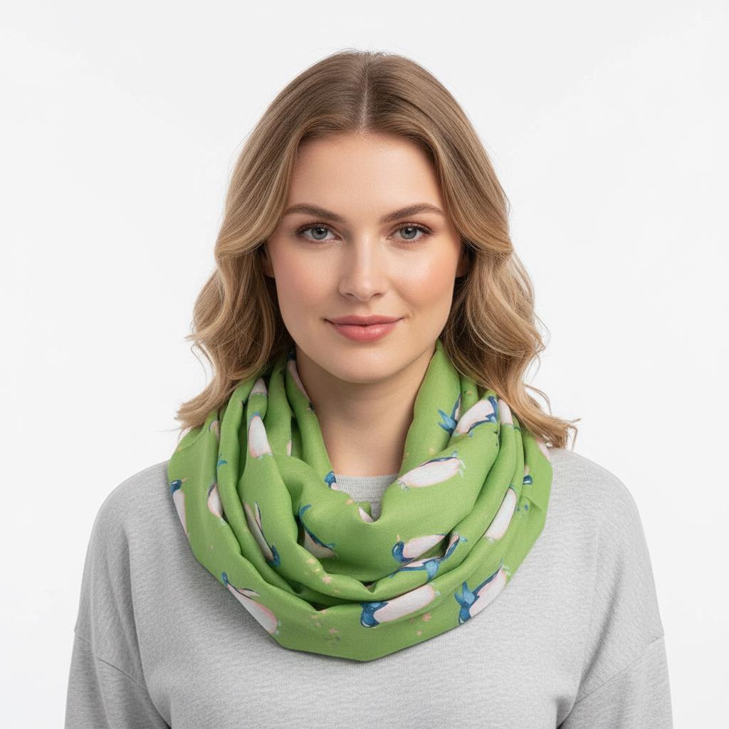 Watercolour Penguin Bird Print Snood Infinity Scarf Women Accessories Comes with a gift bag