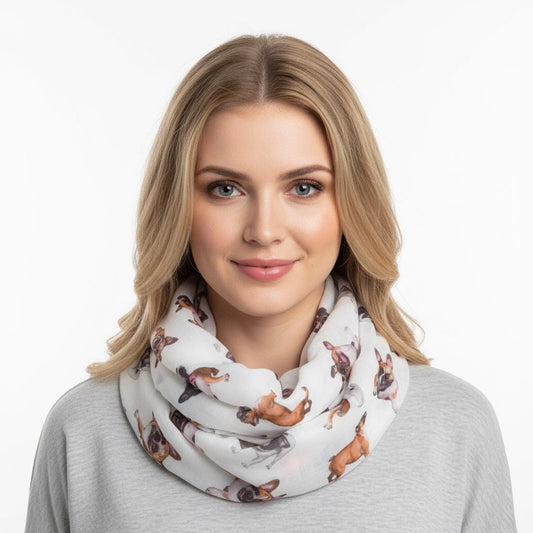 French Bulldog Print Infinity Scarf: Lightweight Snood Comes with a gift bag