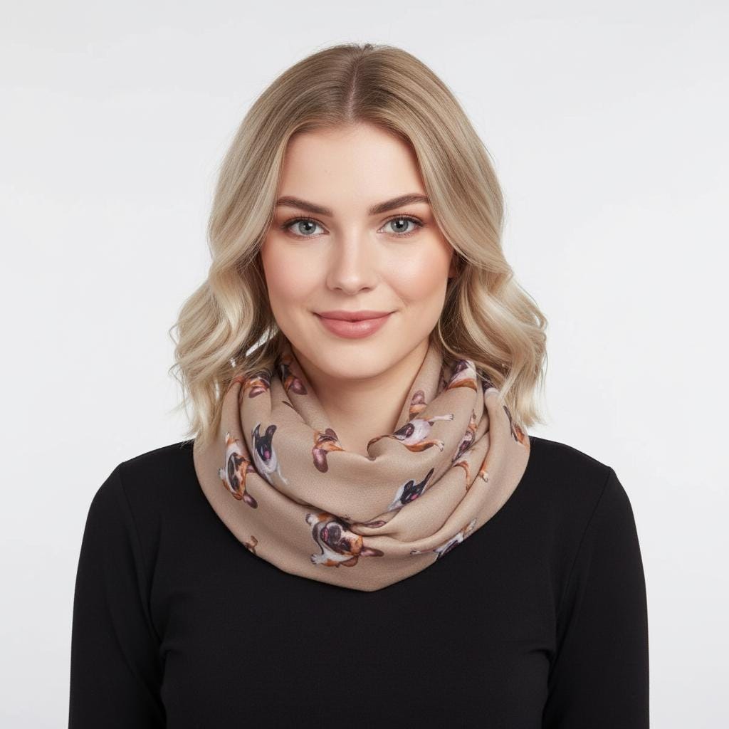 French Bulldog Print Infinity Scarf: Lightweight Snood Comes with a gift bag