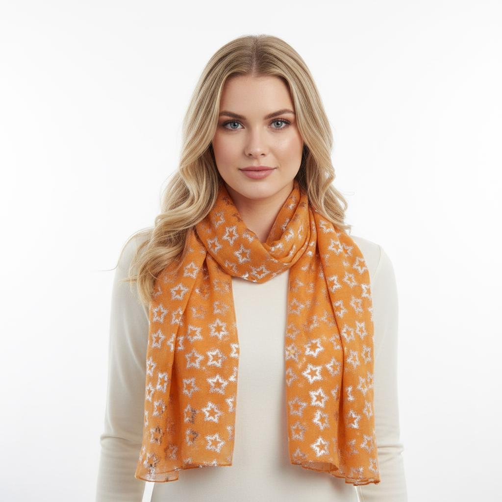 Glitter Star Print Ladies Celebrity Style Scarves Scarf Wrap Comes with a gift bag