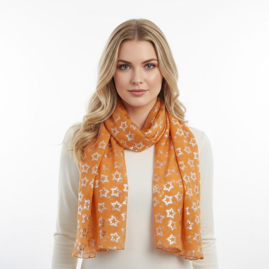 Glitter Star Print Ladies Celebrity Style Scarves Scarf Wrap Comes with a gift bag