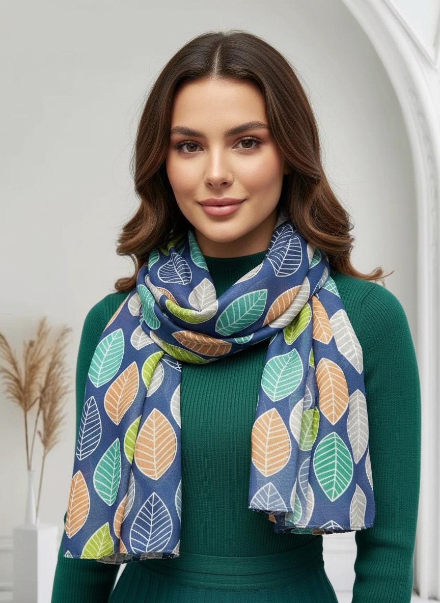 Stylish leaf print scarf Tree Leaf Leaves Print Fashion Scarf Wrap Tropical leaf scarf Comes with a gift bag