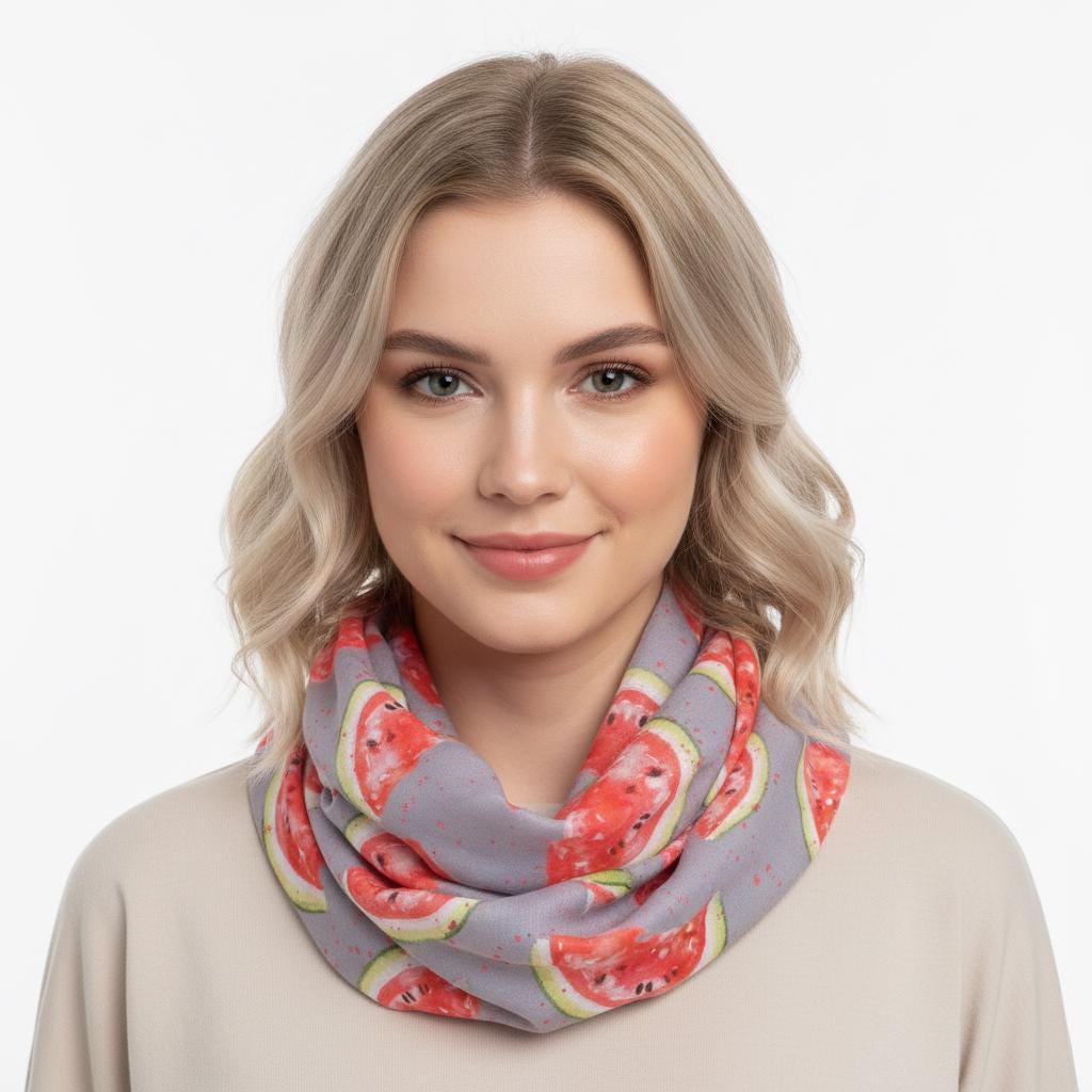 Lightweight watermelon Print Snood Infinity Scarf Comes with a gift bag