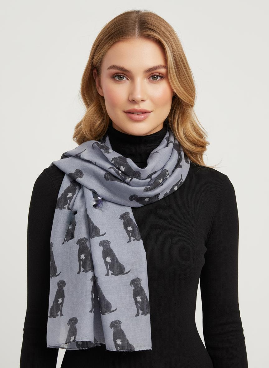 Cane Corso Dog Print Scarf: Lightweight Cotton Blend Comes with a gift bag